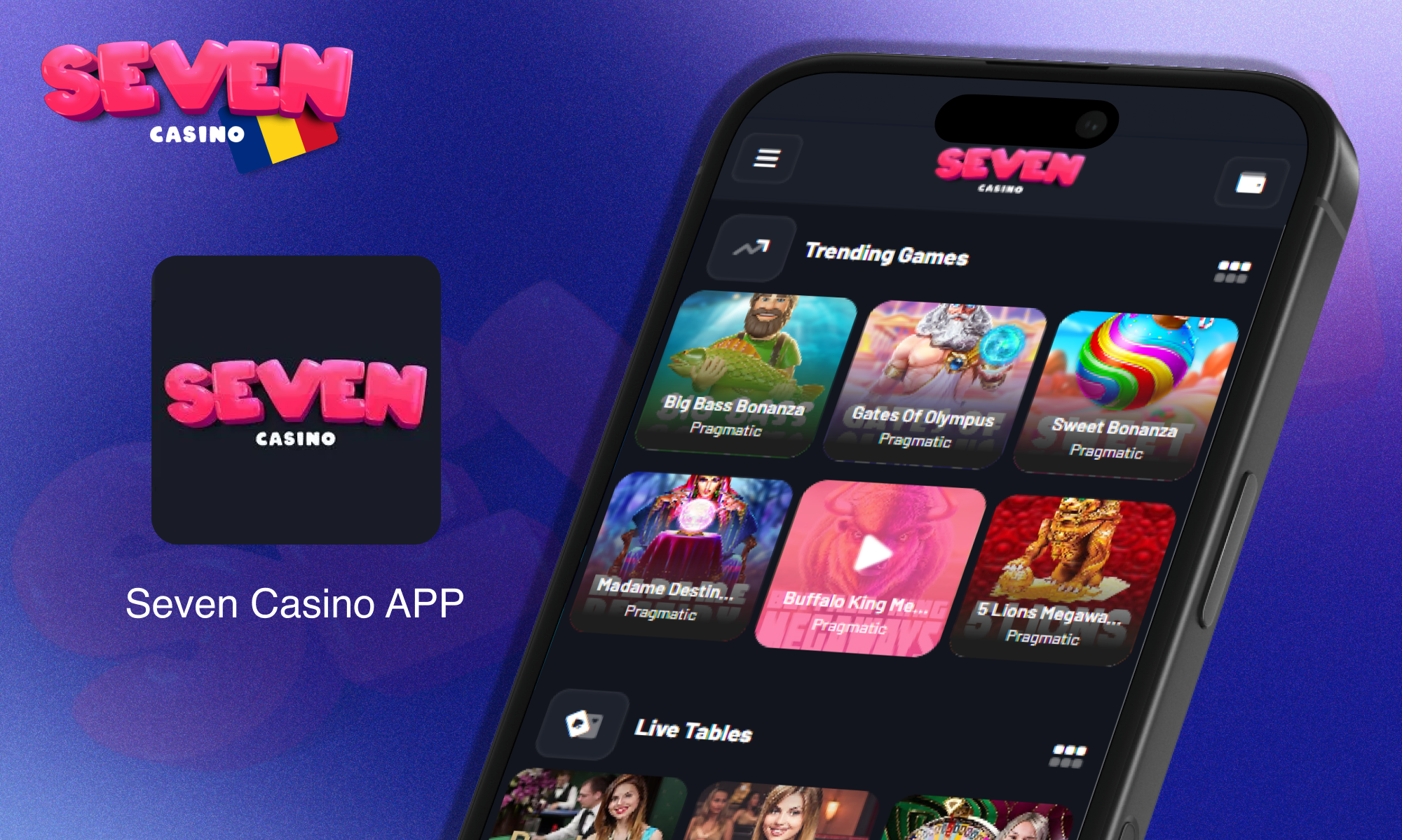 Jocuri de cazinou în versiunea mobilă a Seven Casino România